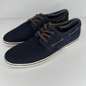 Aldo Shoes Navy Blue Mesh Canvas Shoes Mens Size 10.5 Brown Laces Breathable